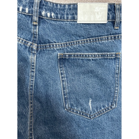 MESHKI Distressed High Rise Straight Leg Jeans Women's Denim Full Button Accents - Picture 3 of 10